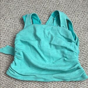 Free People Blue Ruched Tie Front Tank Top